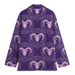 Purple Aries Zodiac Pattern Print Women's Blazer