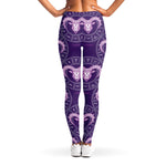 Purple Aries Zodiac Pattern Print Women's Leggings