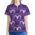 Purple Aries Zodiac Pattern Print Women's Polo Shirt