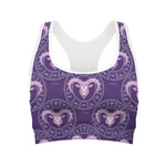 Purple Aries Zodiac Pattern Print Women's Sports Bra