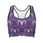 Purple Aries Zodiac Pattern Print Women's Sports Bra
