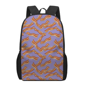 Purple Bacon Pattern Print 17 Inch Backpack