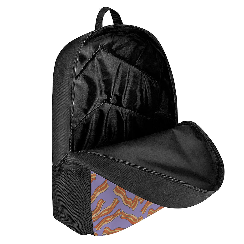 Purple Bacon Pattern Print 17 Inch Backpack