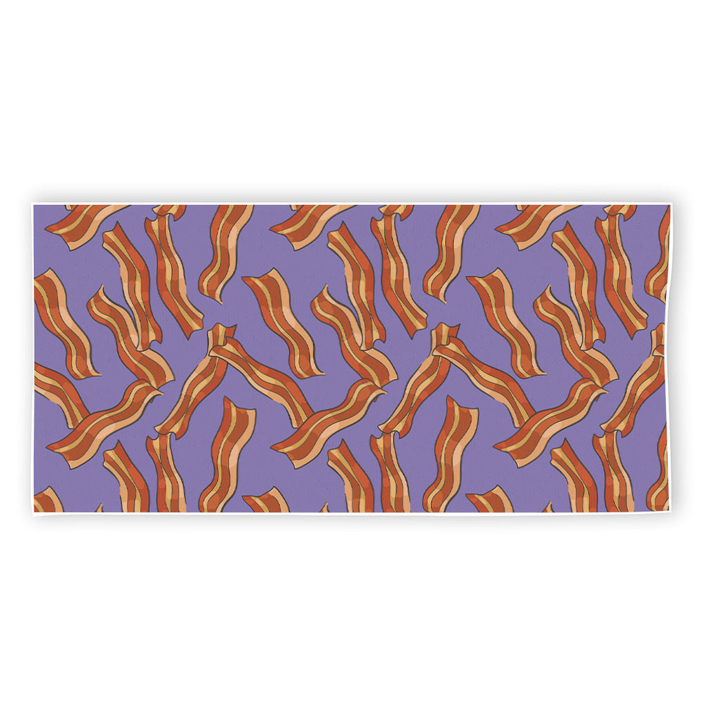 Purple Bacon Pattern Print Beach Towel