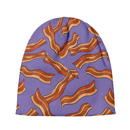 Purple Bacon Pattern Print Beanie