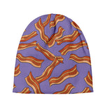Purple Bacon Pattern Print Beanie