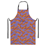 Purple Bacon Pattern Print Bib Apron With Pocket