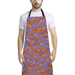 Purple Bacon Pattern Print Bib Apron With Pocket