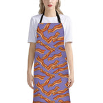 Purple Bacon Pattern Print Bib Apron With Pocket