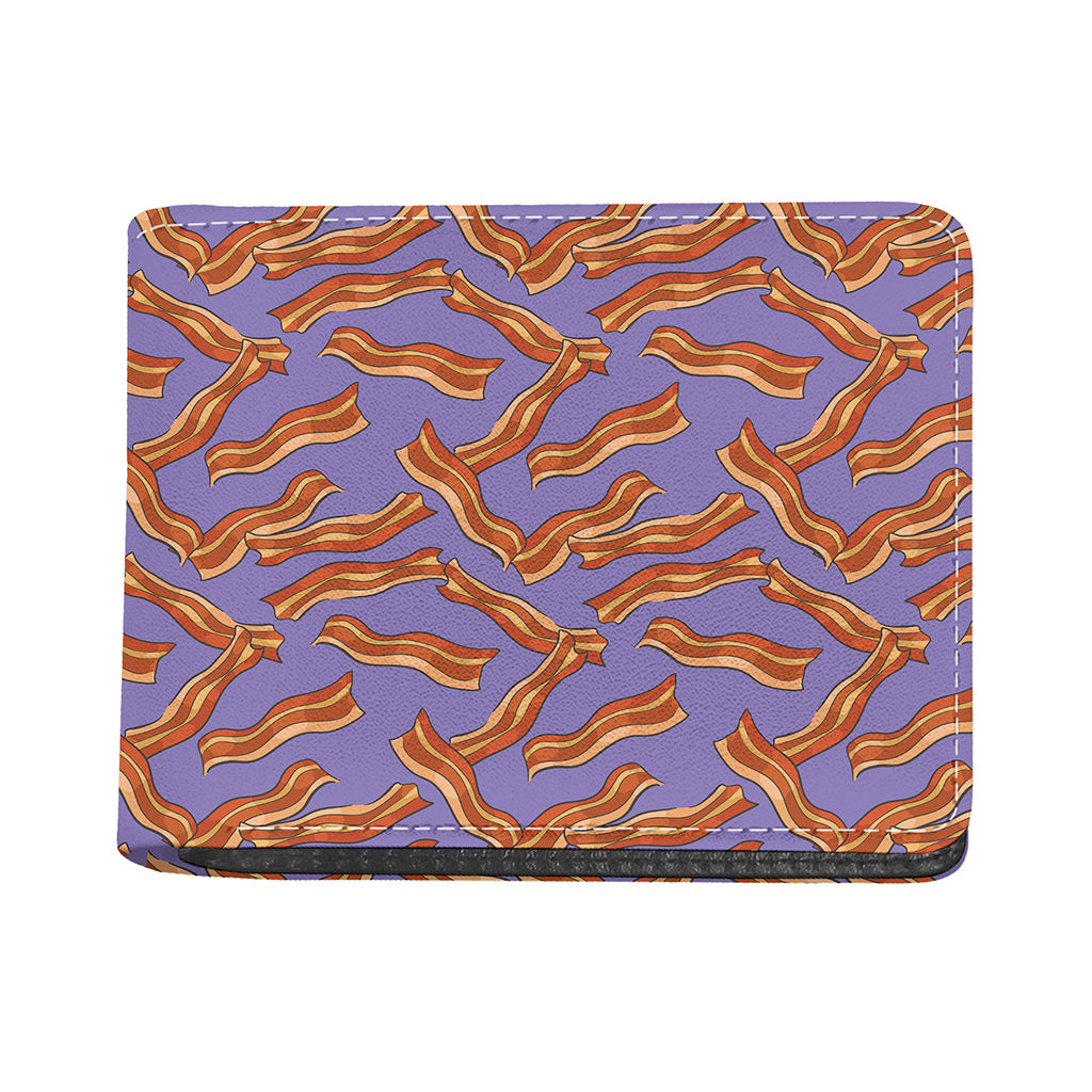 Purple Bacon Pattern Print Bifold Wallet