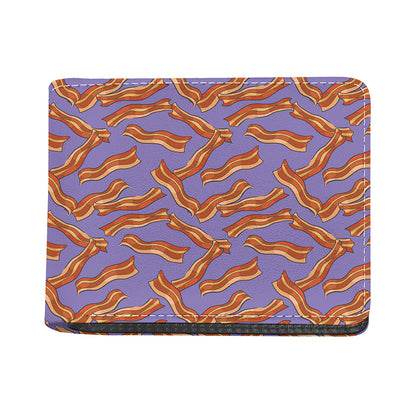Purple Bacon Pattern Print Bifold Wallet