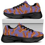 Purple Bacon Pattern Print Black Chunky Shoes