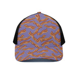 Purple Bacon Pattern Print Black Mesh Trucker Cap