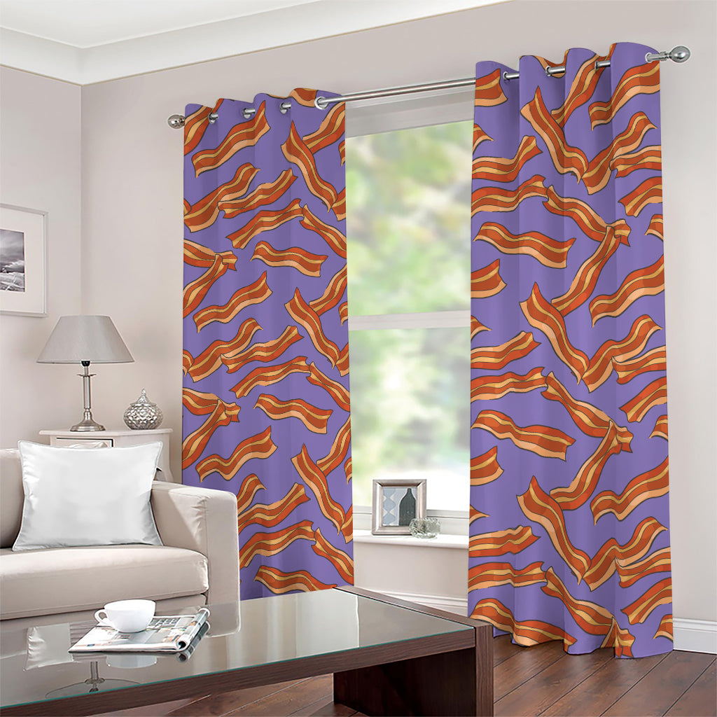 Purple Bacon Pattern Print Blackout Grommet Curtains