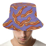 Purple Bacon Pattern Print Bucket Hat