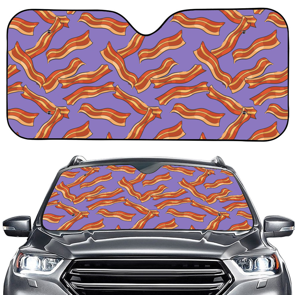 Purple Bacon Pattern Print Car Windshield Sun Shade