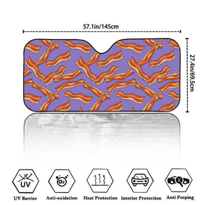 Purple Bacon Pattern Print Car Windshield Sun Shade