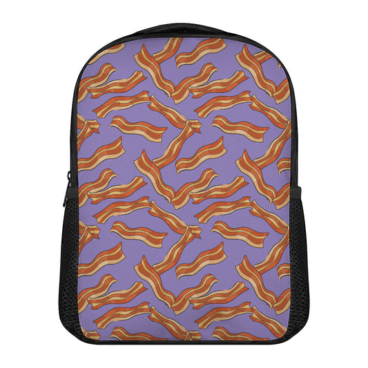 Purple Bacon Pattern Print Casual Backpack