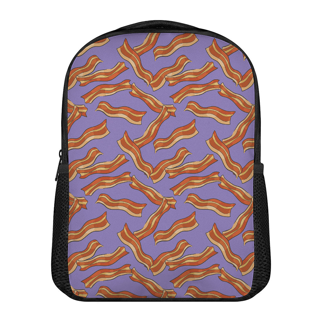 Purple Bacon Pattern Print Casual Backpack