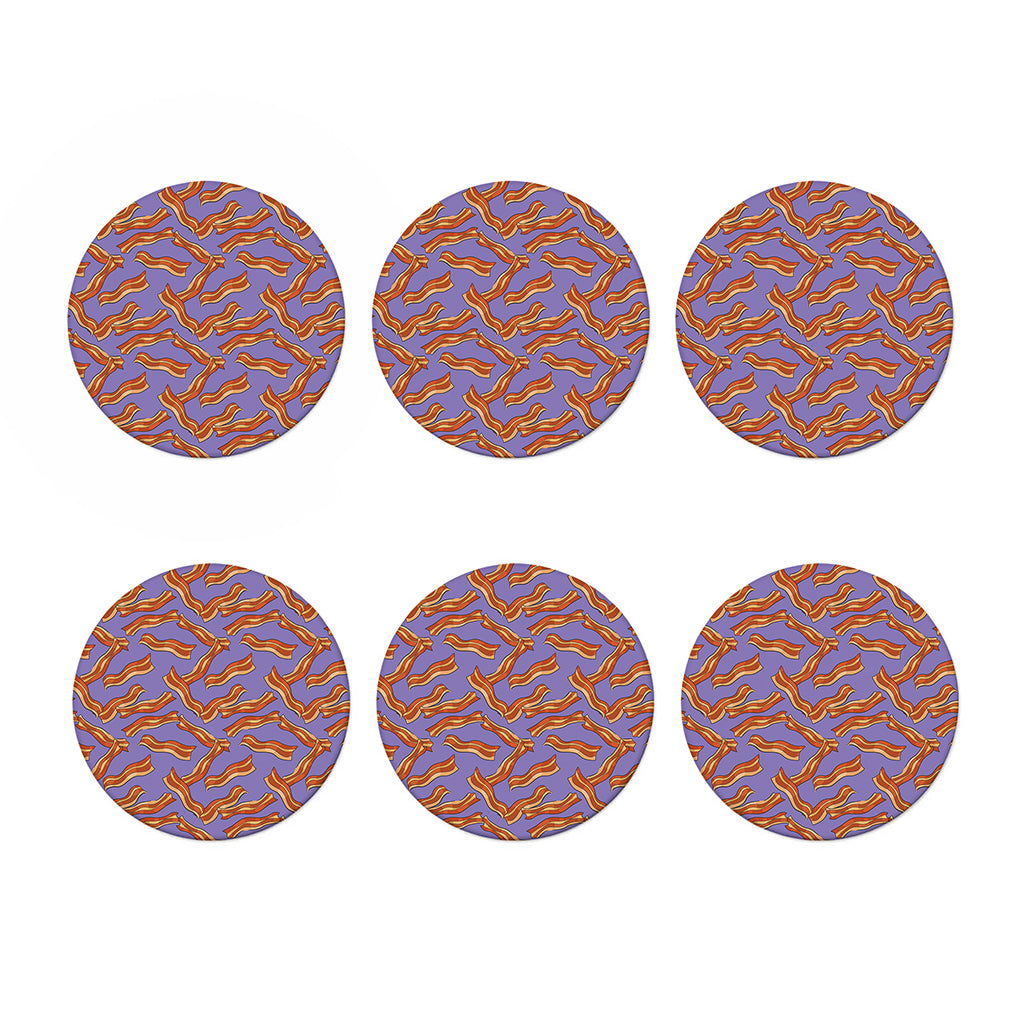 Purple Bacon Pattern Print Coaster Set