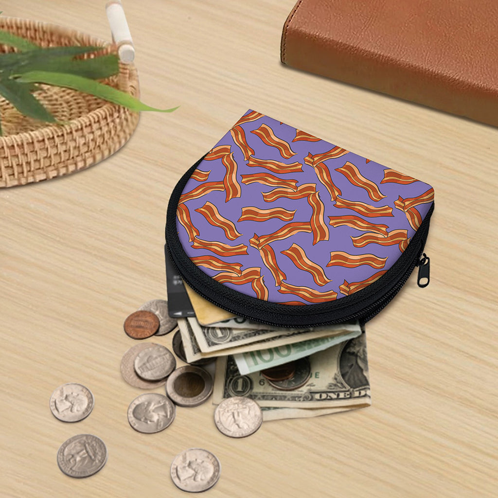 Purple Bacon Pattern Print Coin Purse