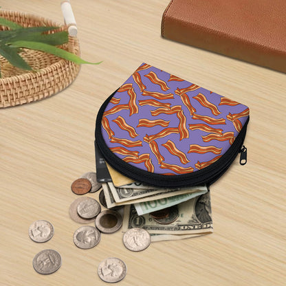 Purple Bacon Pattern Print Coin Purse