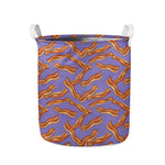 Purple Bacon Pattern Print Collapsible Laundry Basket