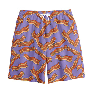 Purple Bacon Pattern Print Cotton Shorts