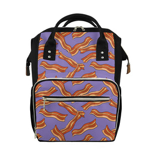 Purple Bacon Pattern Print Diaper Bag