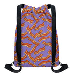 Purple Bacon Pattern Print Drawstring Backpack