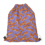 Purple Bacon Pattern Print Drawstring Bag