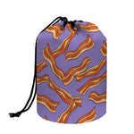 Purple Bacon Pattern Print Drawstring Makeup Bag