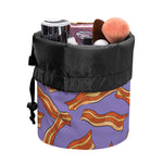 Purple Bacon Pattern Print Drawstring Makeup Bag