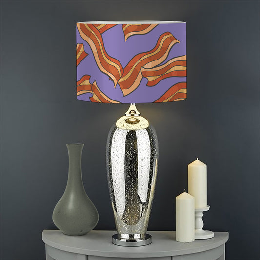 Purple Bacon Pattern Print Drum Lamp Shade