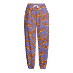 Purple Bacon Pattern Print Fleece Lined Knit Pants