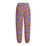 Purple Bacon Pattern Print Fleece Lined Knit Pants