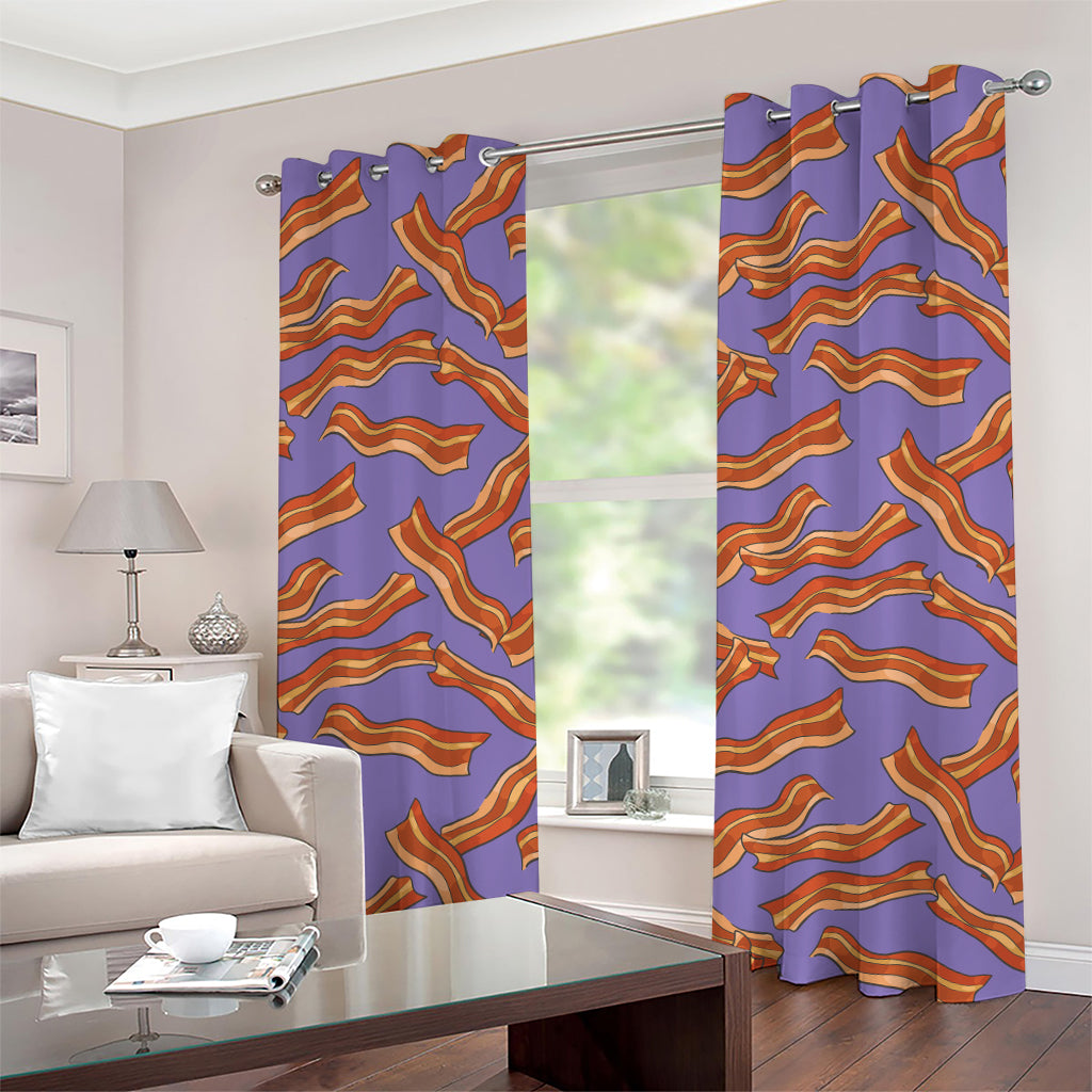 Purple Bacon Pattern Print Grommet Curtains