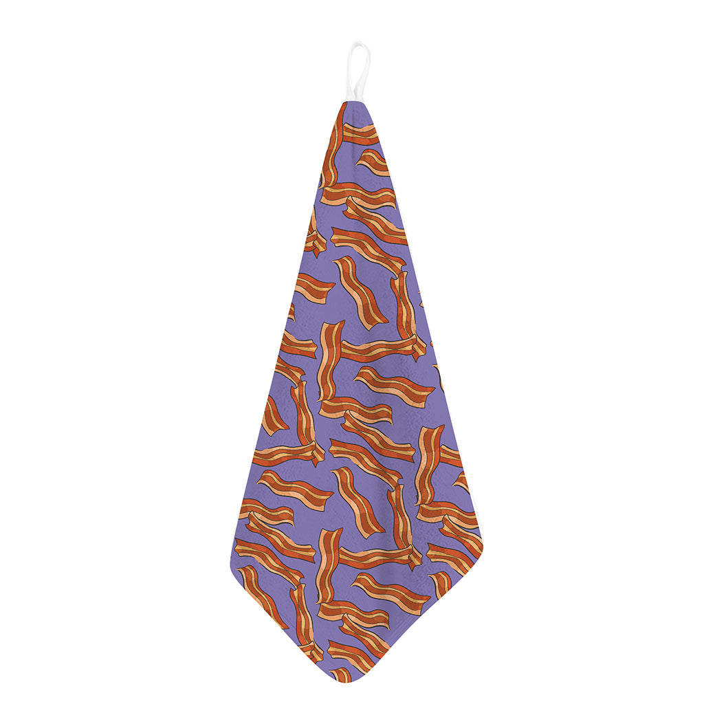 Purple Bacon Pattern Print Hand Towel