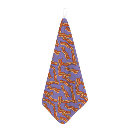 Purple Bacon Pattern Print Hand Towel