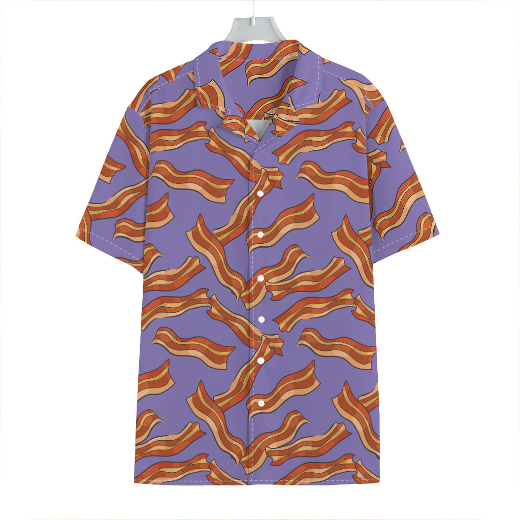 Purple Bacon Pattern Print Hawaiian Shirt