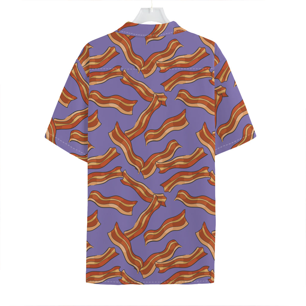 Purple Bacon Pattern Print Hawaiian Shirt