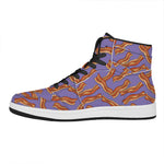 Purple Bacon Pattern Print High Top Leather Sneakers