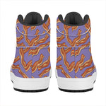 Purple Bacon Pattern Print High Top Leather Sneakers