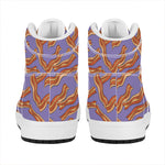 Purple Bacon Pattern Print High Top Leather Sneakers