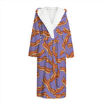 Purple Bacon Pattern Print Hooded Bathrobe