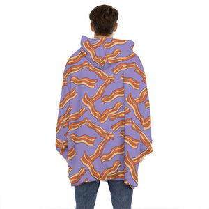 Purple Bacon Pattern Print Hoodie Blanket