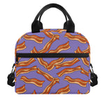 Purple Bacon Pattern Print Insulated Lunch Bag