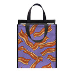 Purple Bacon Pattern Print Insulated Lunch Tote