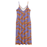 Purple Bacon Pattern Print Jersey Midi Cami Dress