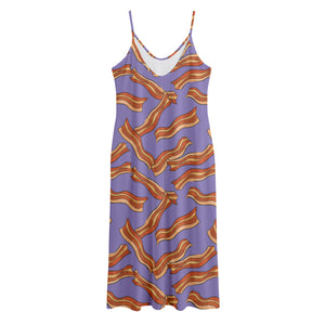 Purple Bacon Pattern Print Jersey Midi Cami Dress